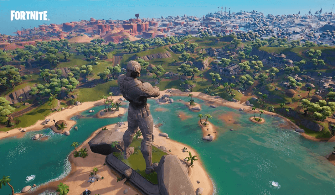 Mapa do Fortnite visto do alto